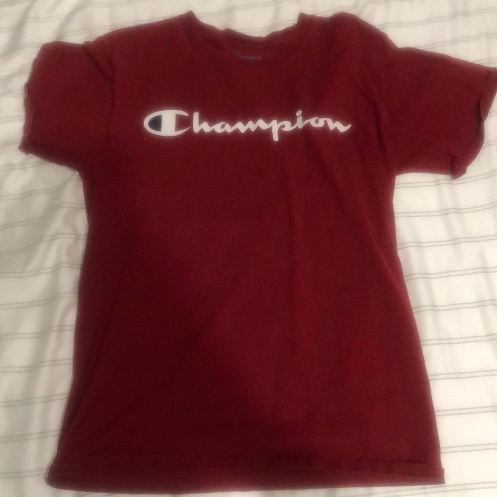 small maroon champions shirt